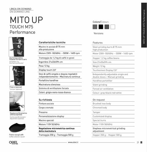 OBEL Mito Touch Performance On-Demand M75 Grinder