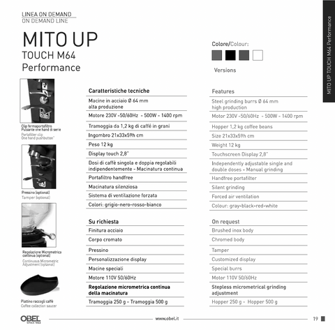 OBEL Mito Touch Performance On-Demand M64 Grinder